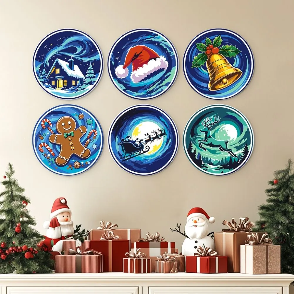 Figured'Art Mini Winterwonderen schijven schilderen 6x Ø20cm kerst