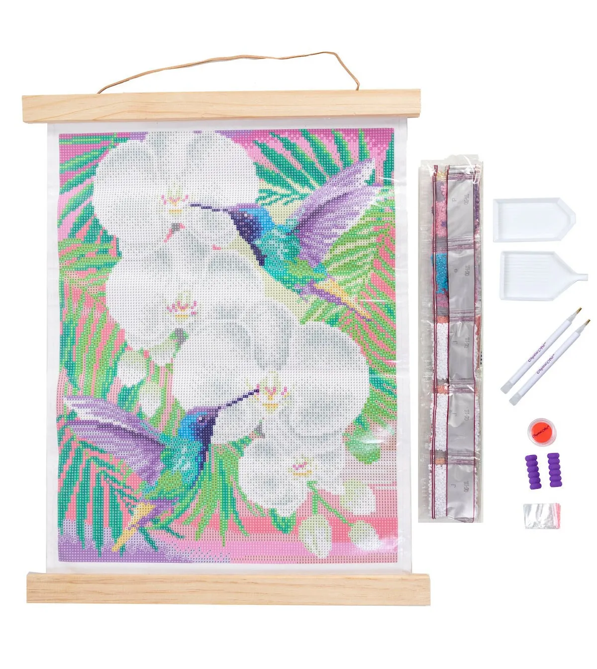 Craft Buddy Crystal Art Hummingbirds scroll 40x50 cm wandhanger