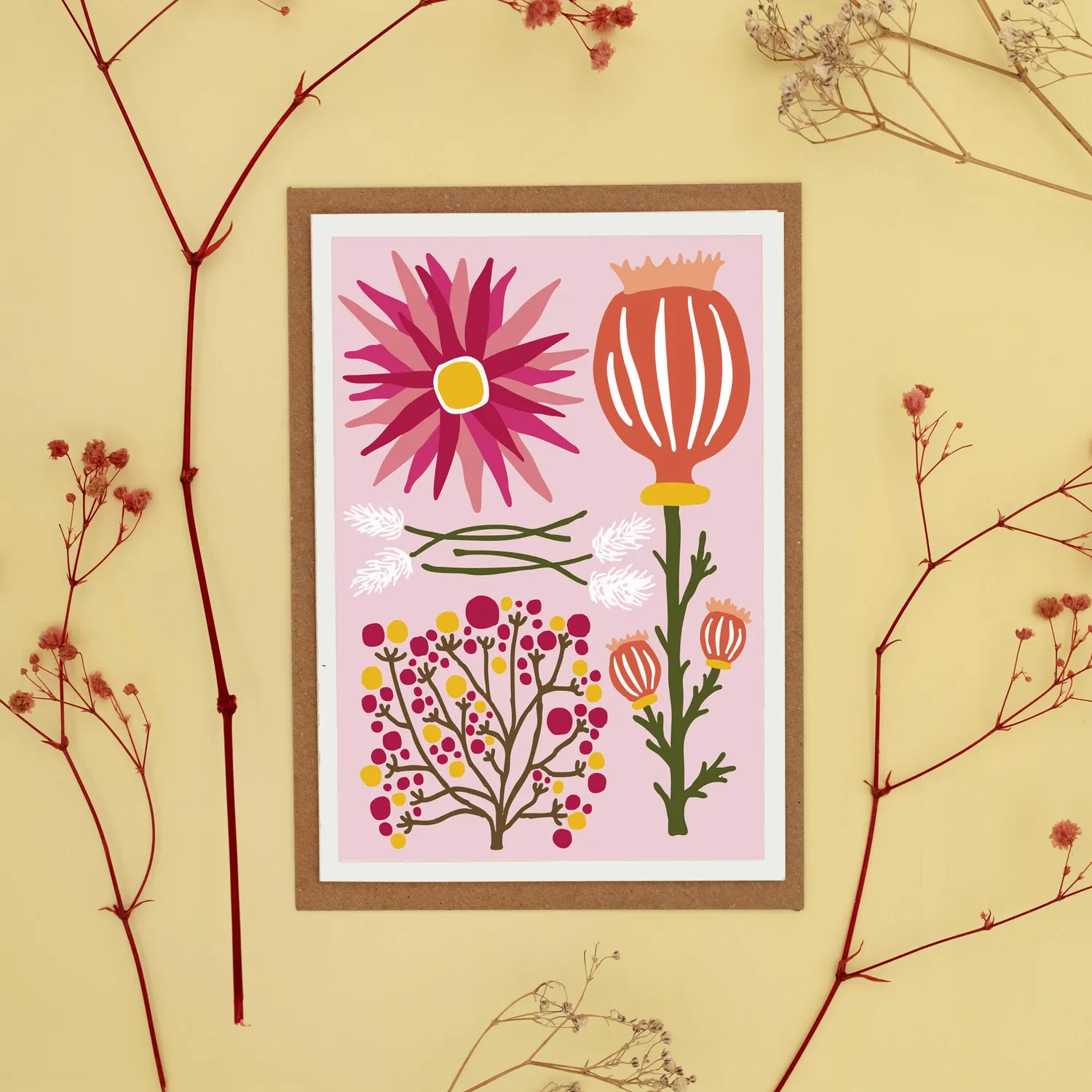Studio Wald Dried Pink A6 wenskaart roze