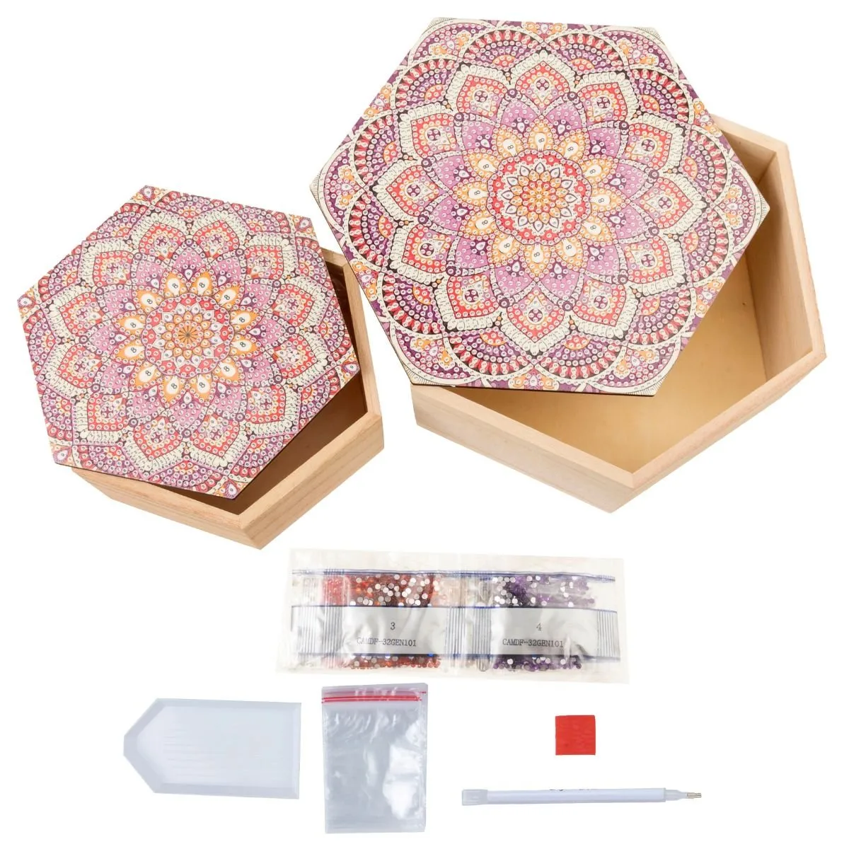 Craft Buddy Crystal Art Ember Orchid houten doos diamond painting 2 stuks