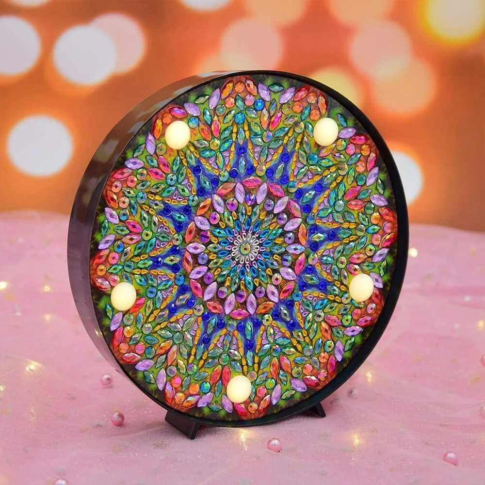 Figured'Art Groene Mandala LED diamond painting lamp 15cm