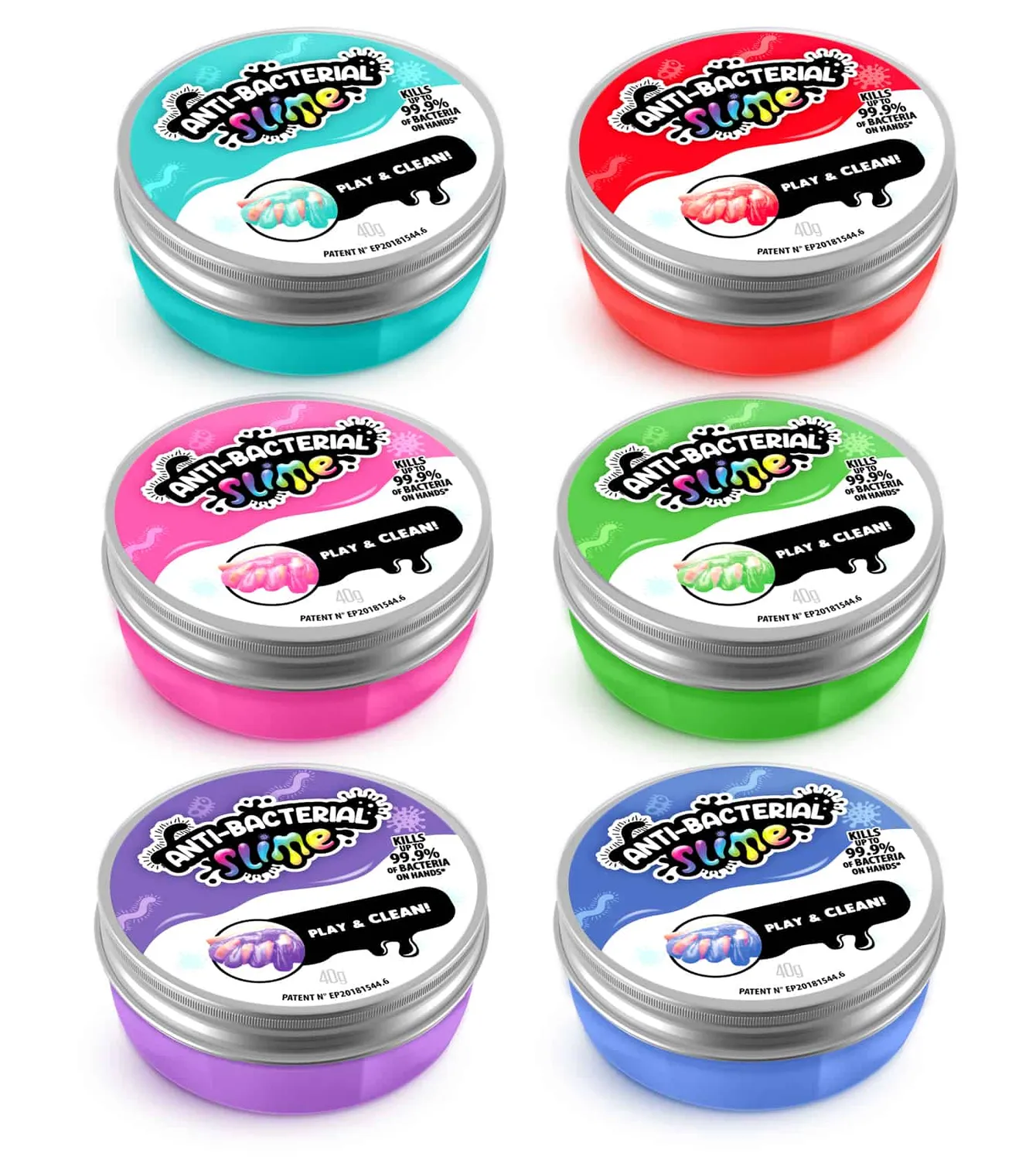 Canal Toys Antibacterieel slijm 6 potjes speelset