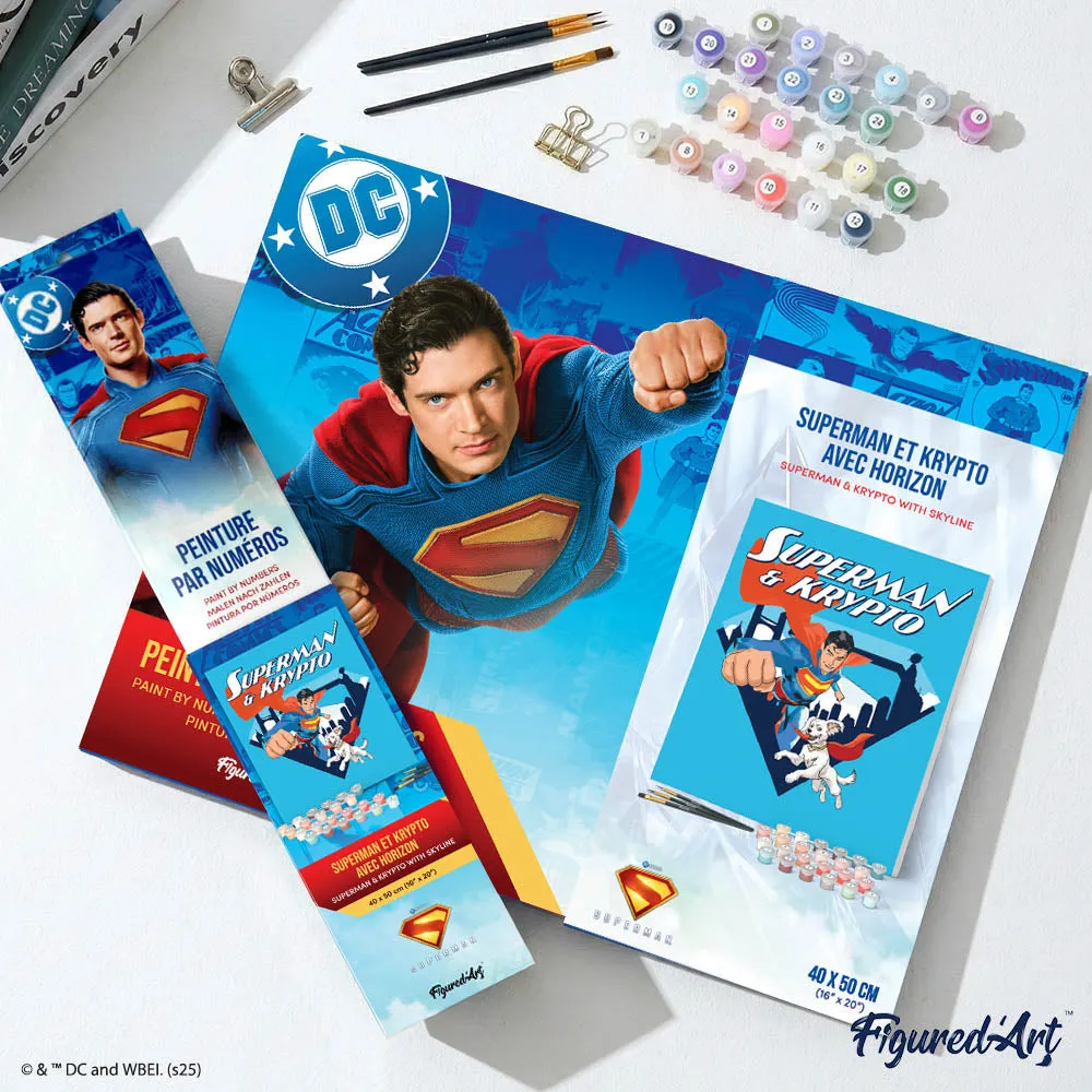 Figured'Art Superman & Krypto Skyline schilderen op nummer 40x50 cm collector