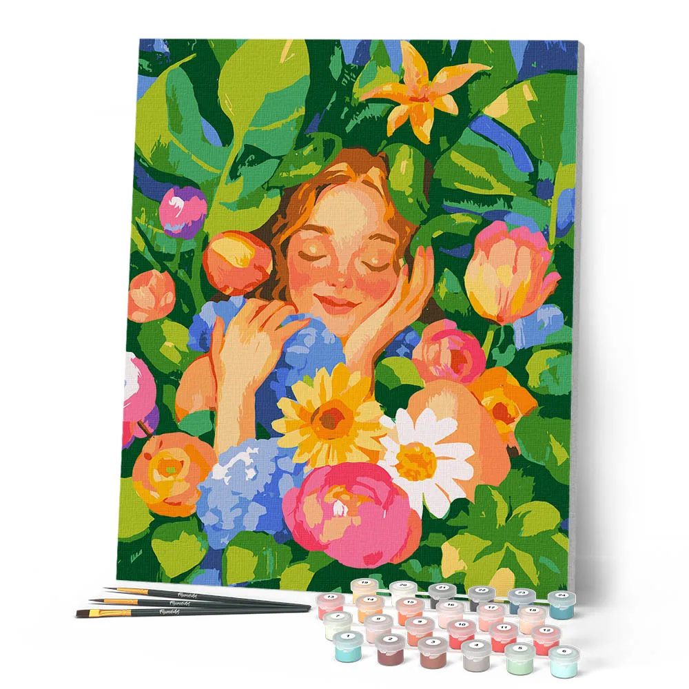 Figured'Art Bloemenkind schilderen op nummer 40x50cm bloemen