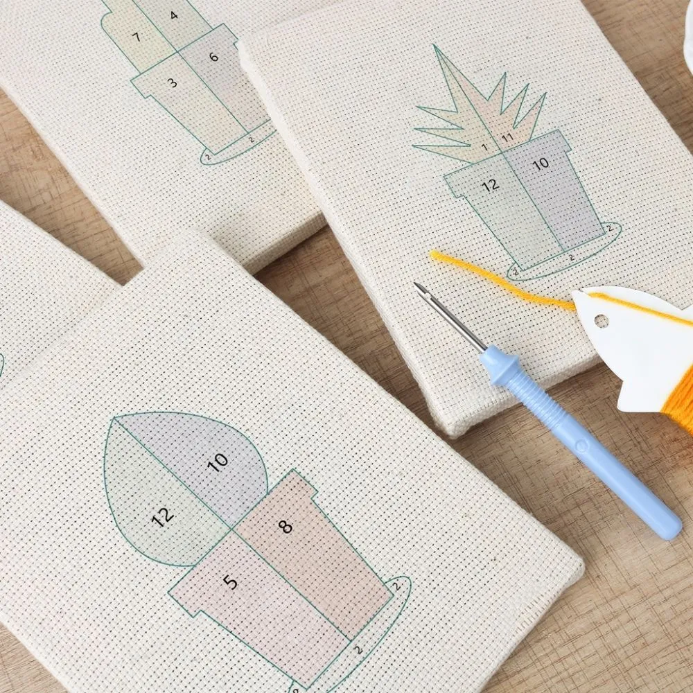 Figured'Art Mini Binnen Tuin 2 punch needle set 4 stuks 15x20 cm