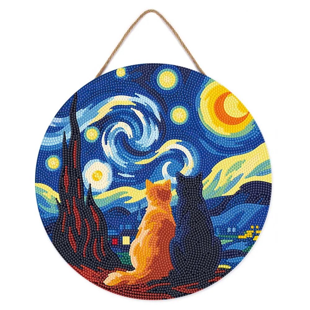 Figured'Art Sterrennacht metgezellen diamond painting hout 30 cm