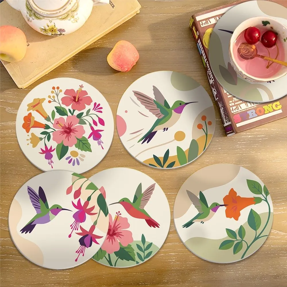 Figured'Art Dans van Kolibries onderzetters schilderen 10cm 6 stuks