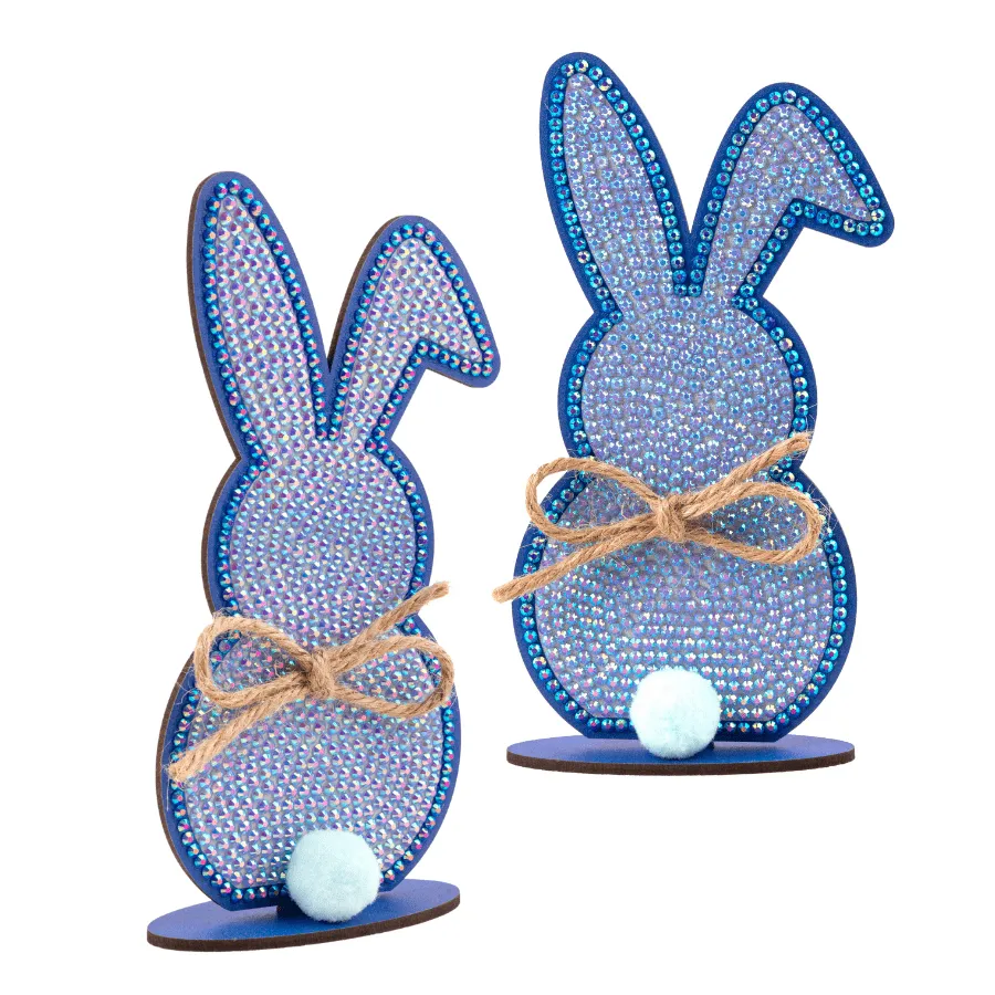 Craft Buddy Crystal Art Easter Rabbits houten kit set van 4 pastel