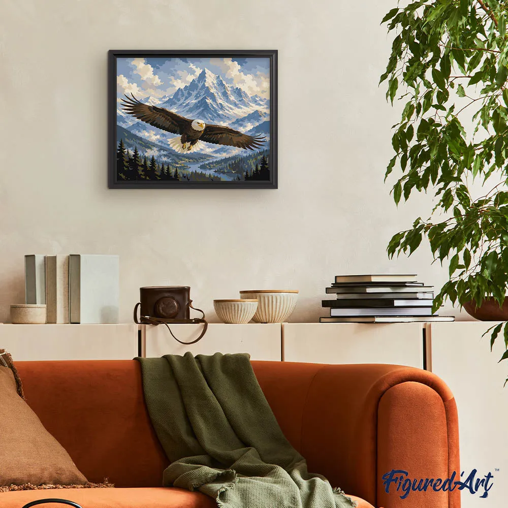 Figured'Art Adelaar Boven de Bergen schilderen op nummer 40x50