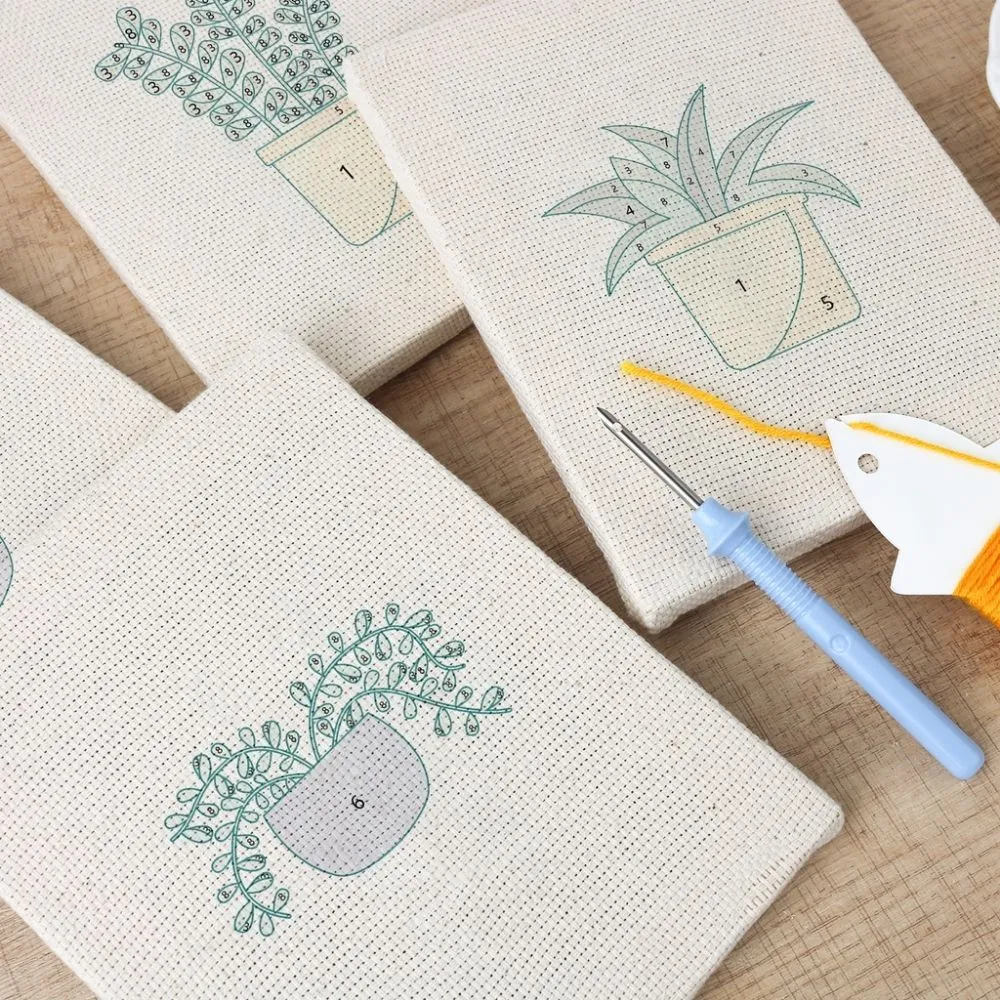 Figured'Art Punch Needle Set Groene Oase 4 stuks 15x20cm