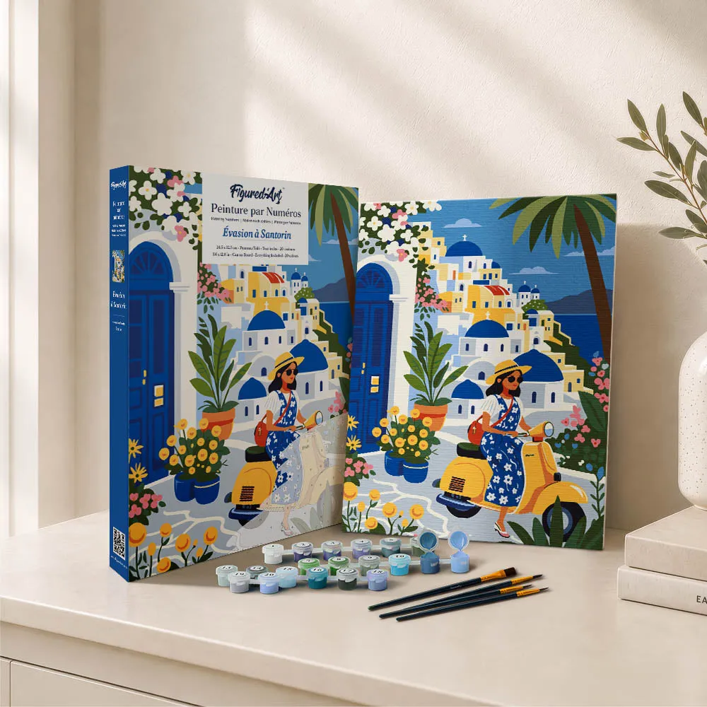 Figured'Art Santorini-ontsnapping schilderen op nummers cadeauset