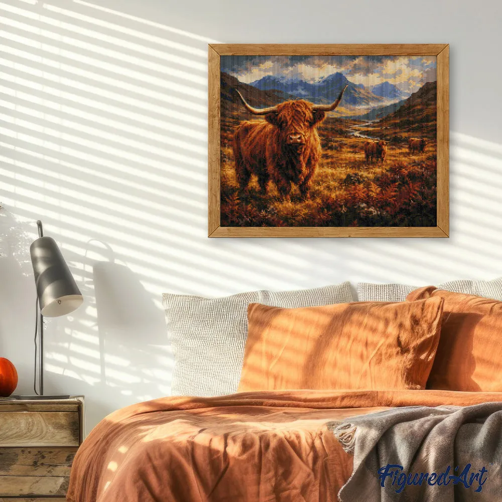 Figured'Art Hooglander in het Glen diamond painting 40x50cm vierkant