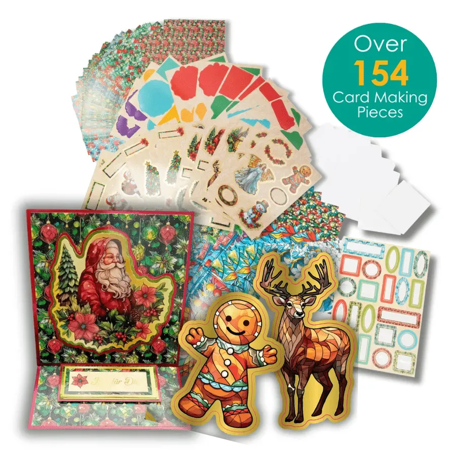 Craft Buddy Festive Stained Glass Kaartenmaakset 154-delig Kerst