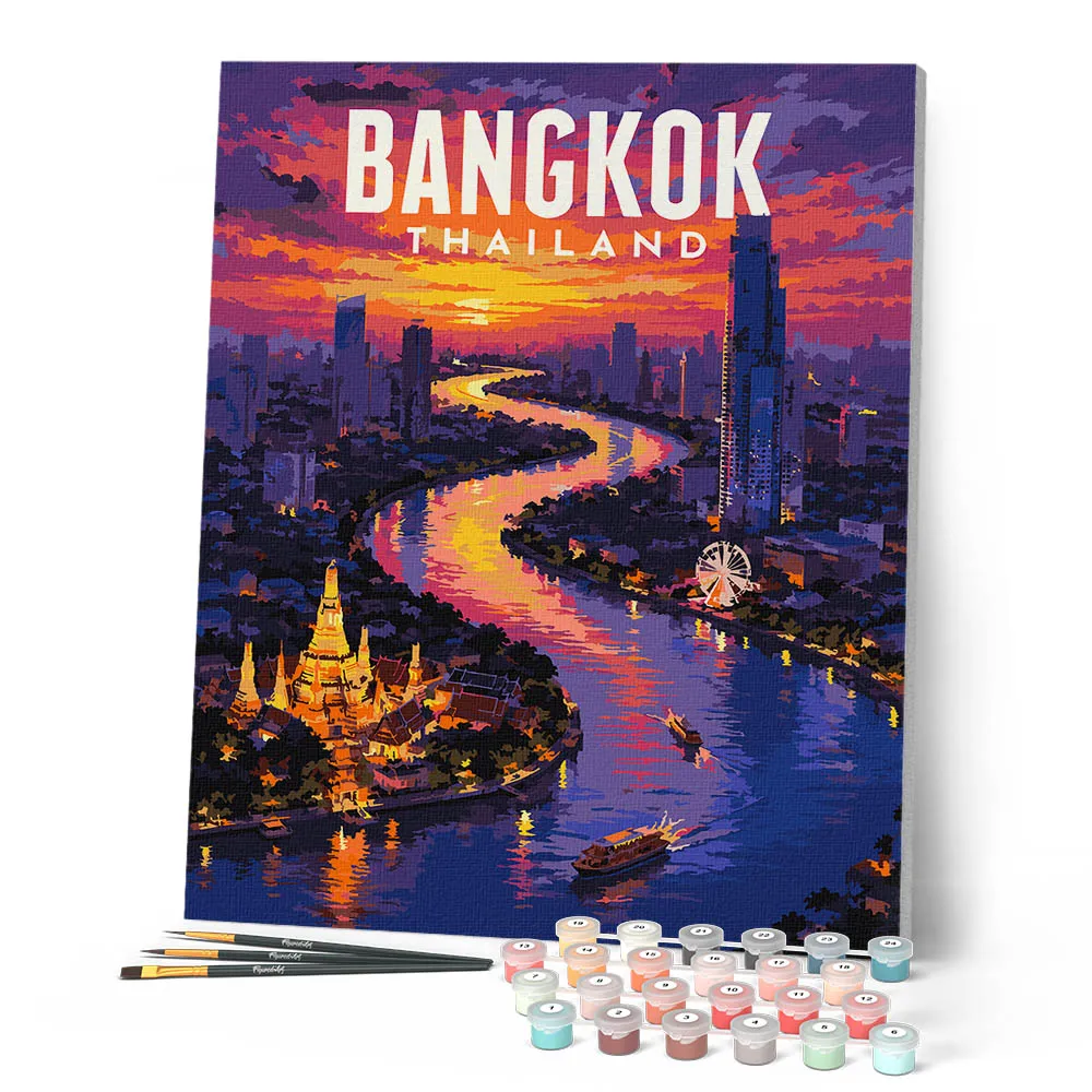 Figured'Art Reisposter Bangkok schilderen op nummer 40x50 cm gevorderd