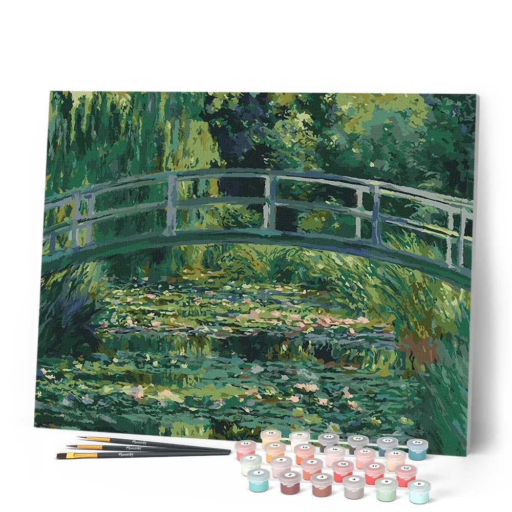 Figured'Art Waterlelies en Japanse Brug Monet schilderen op nummer 40x50 cm gevorderd