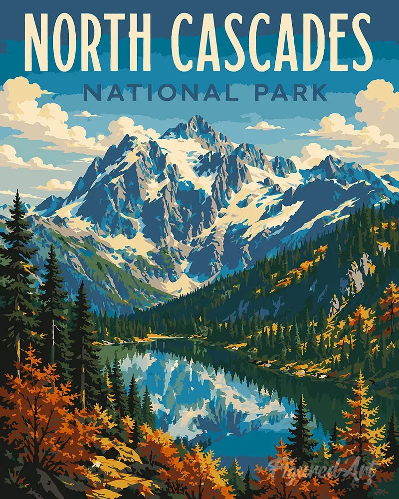 Figured'Art North Cascades National Park schilderen op nummer 40x50 cm