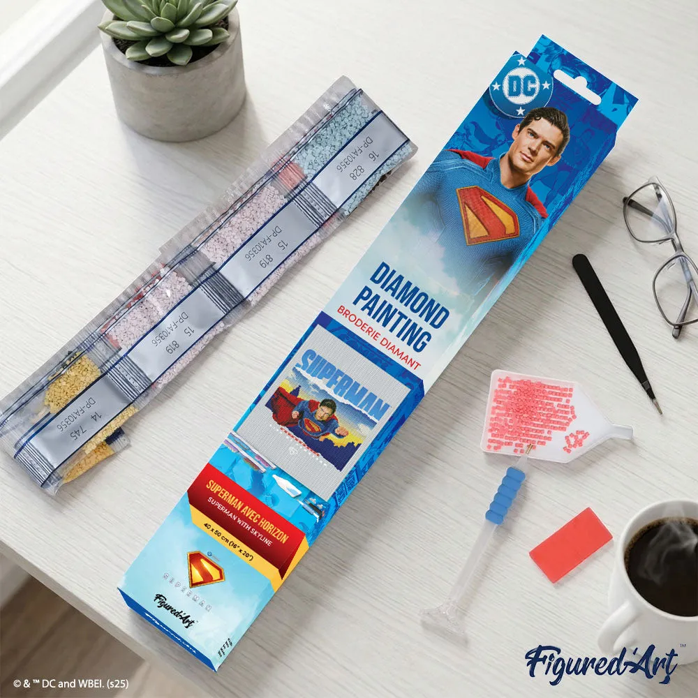 Figured'Art Superman skyline diamond painting 40x50 cm vierkant