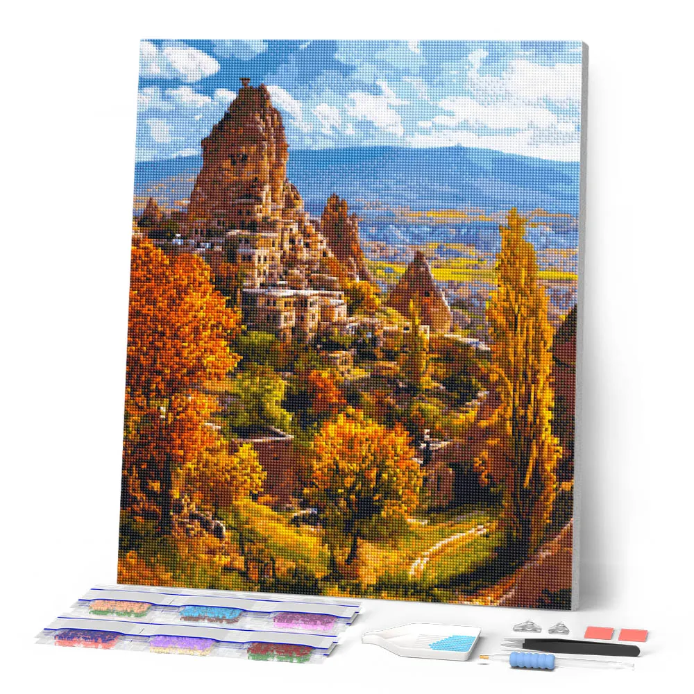 Figured'Art Rotskasteel Cappadocië diamond painting 40x50cm herfst