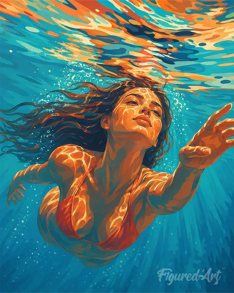 Figured'Art Onder de golven schilderen op nummer canvas 40x50 cm