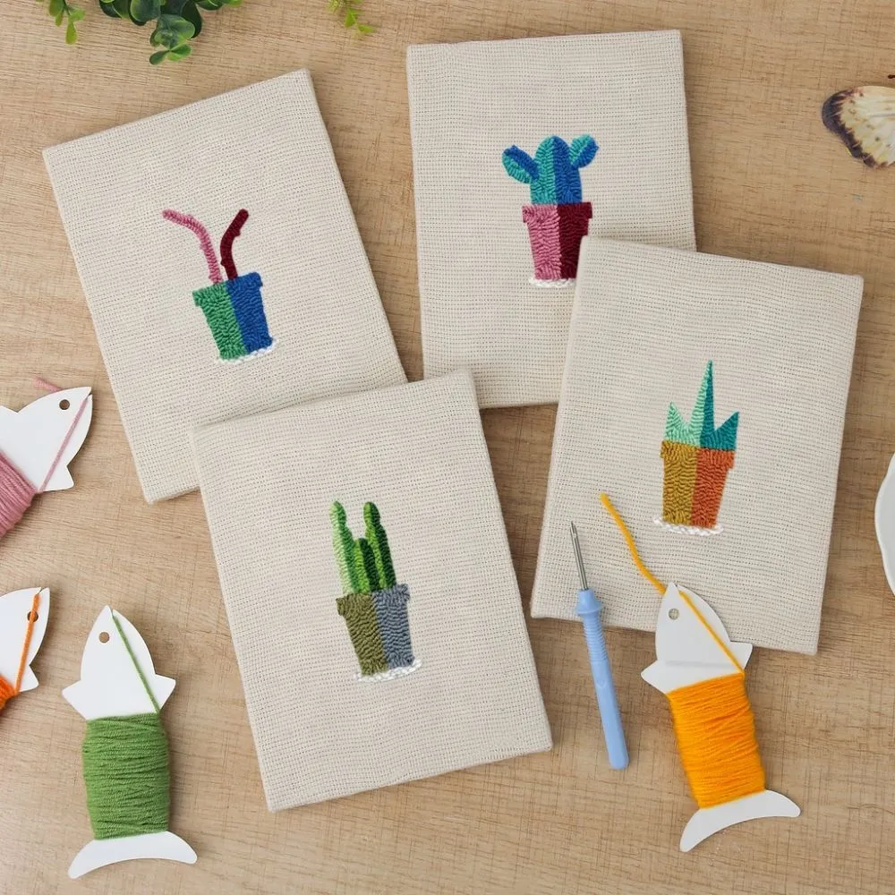 Figured'Art Kleine Vetplanten Potjes 2 punch needle set 4 stuks
