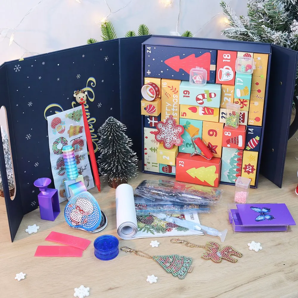 Figured'Art Adventskalender diamond painting 24 deurtjes blauw