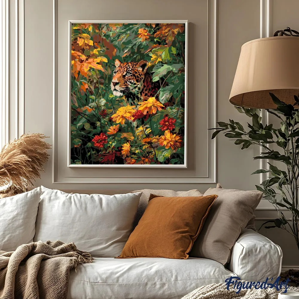 Figured'Art Luipaard in de herfst schilderen op nummer gevorderd