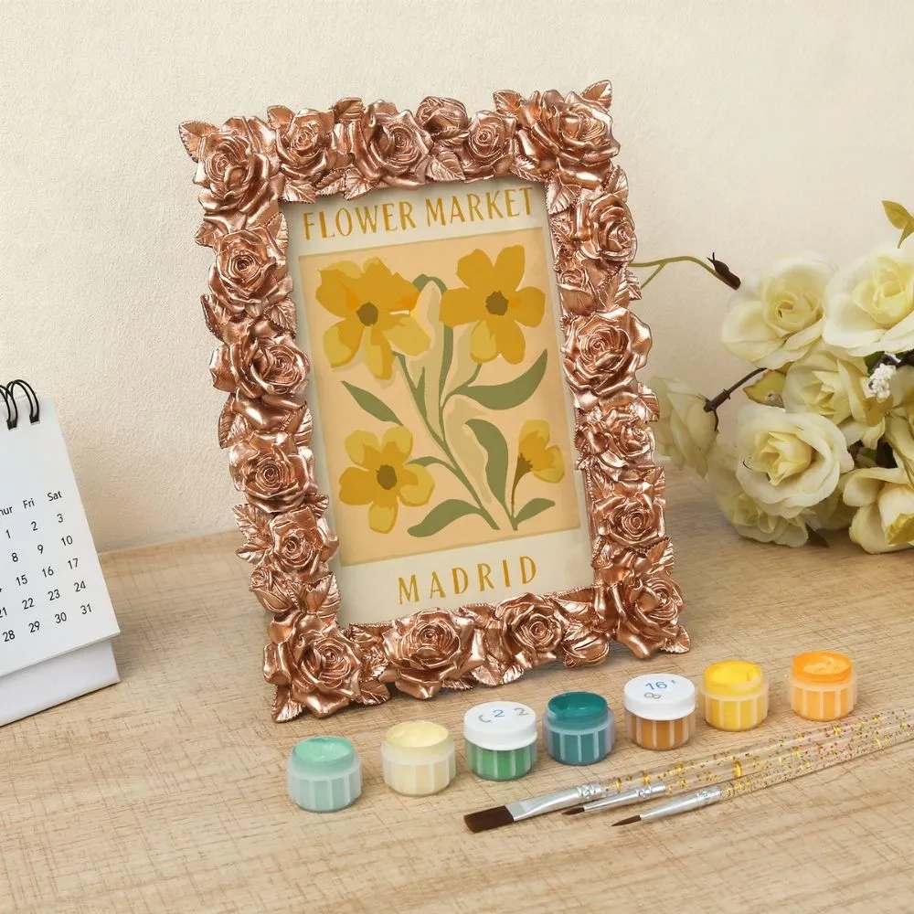 Figured'Art Mini Bloemenmarkt Madrid schilderen op nummer 15,7x9,7cm ingelijst