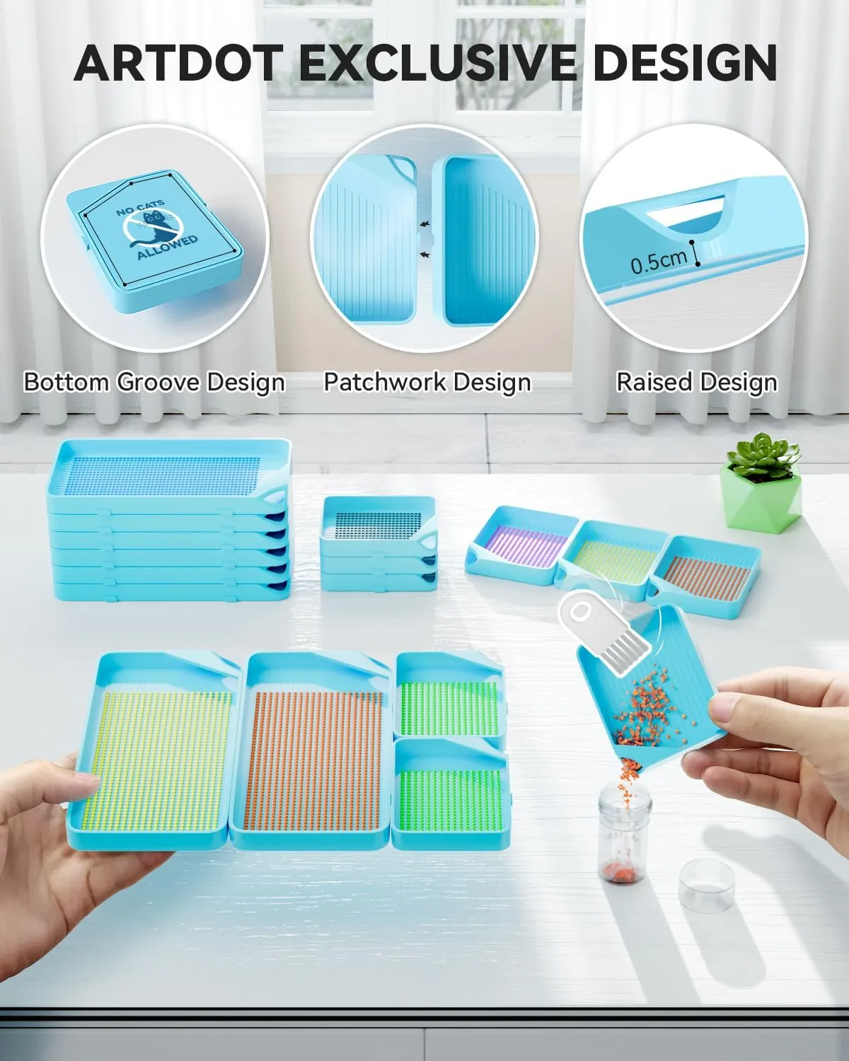 ARTDOT Diamond Painting Bakjes Blauw Groot met Kliksluiting
