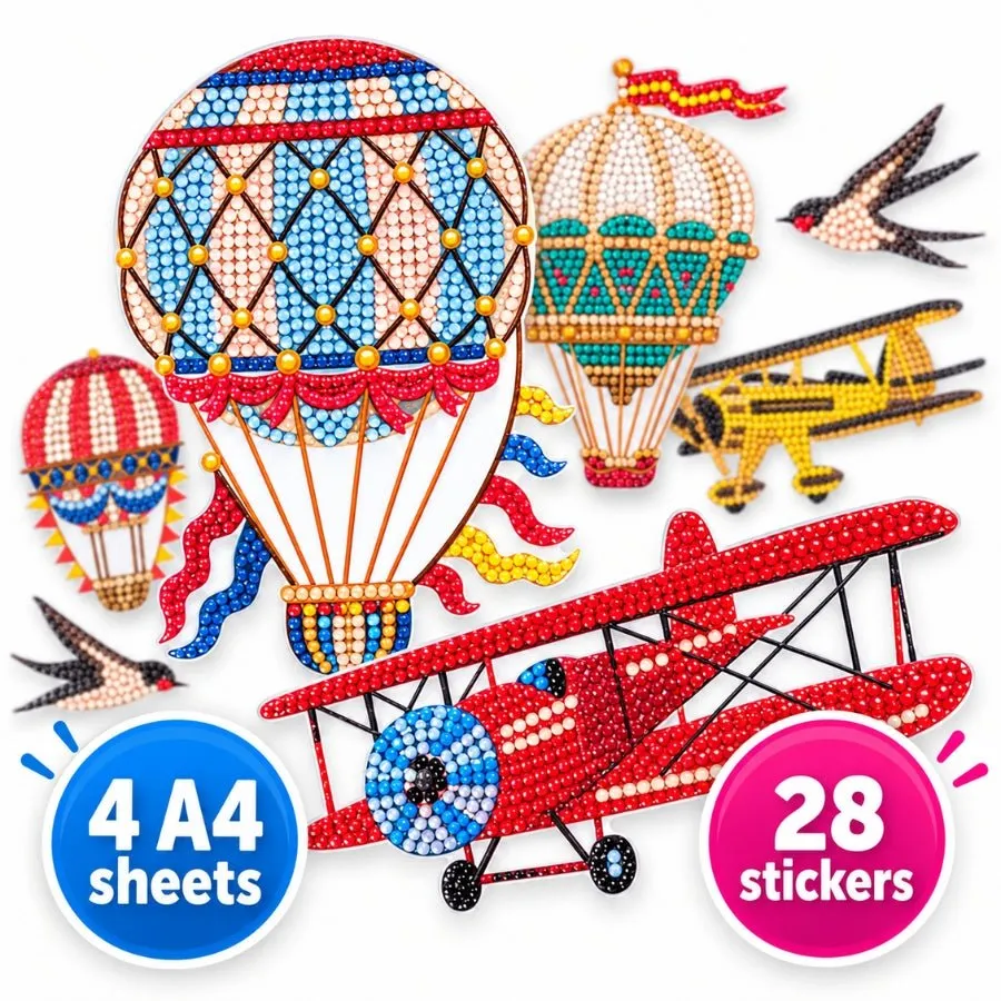 Craft Buddy Crystal Art Transportation stickers 28 stuks