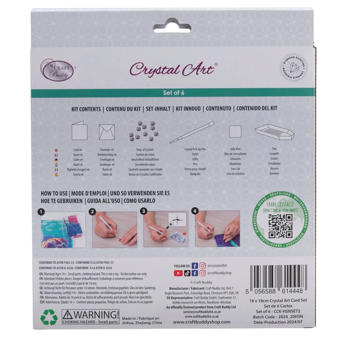 Craft Buddy Crystal Art Enchanted Collection kaartenset 6x 18x18cm