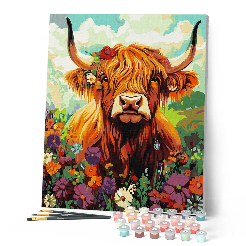 Figured'Art Schotse Hooglander schilderen op nummer 40x50 cm
