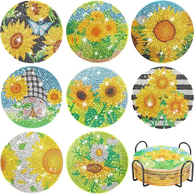 Figured'Art Zonnebloemen Diamond Painting Onderzetters 10x10cm