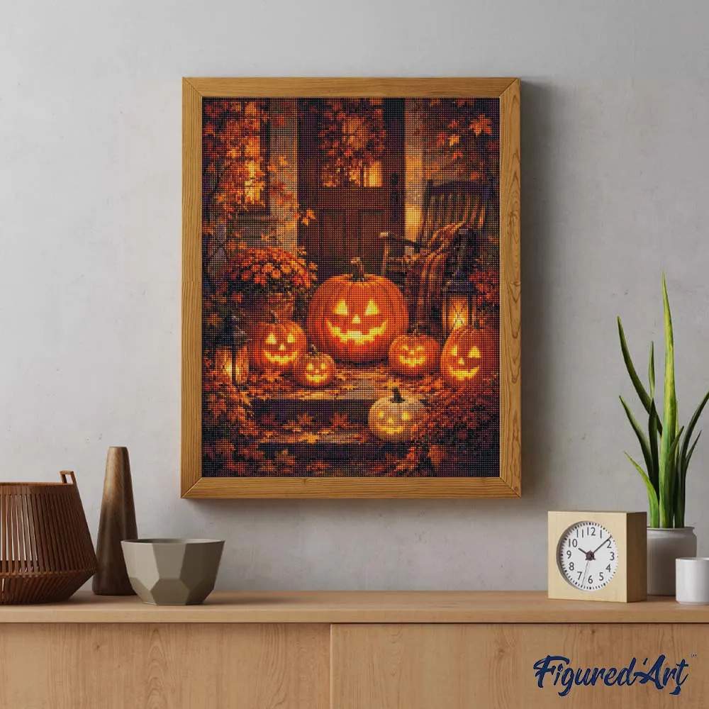 Figured'Art Halloween-pompoen diamond painting 30x40 cm herfst
