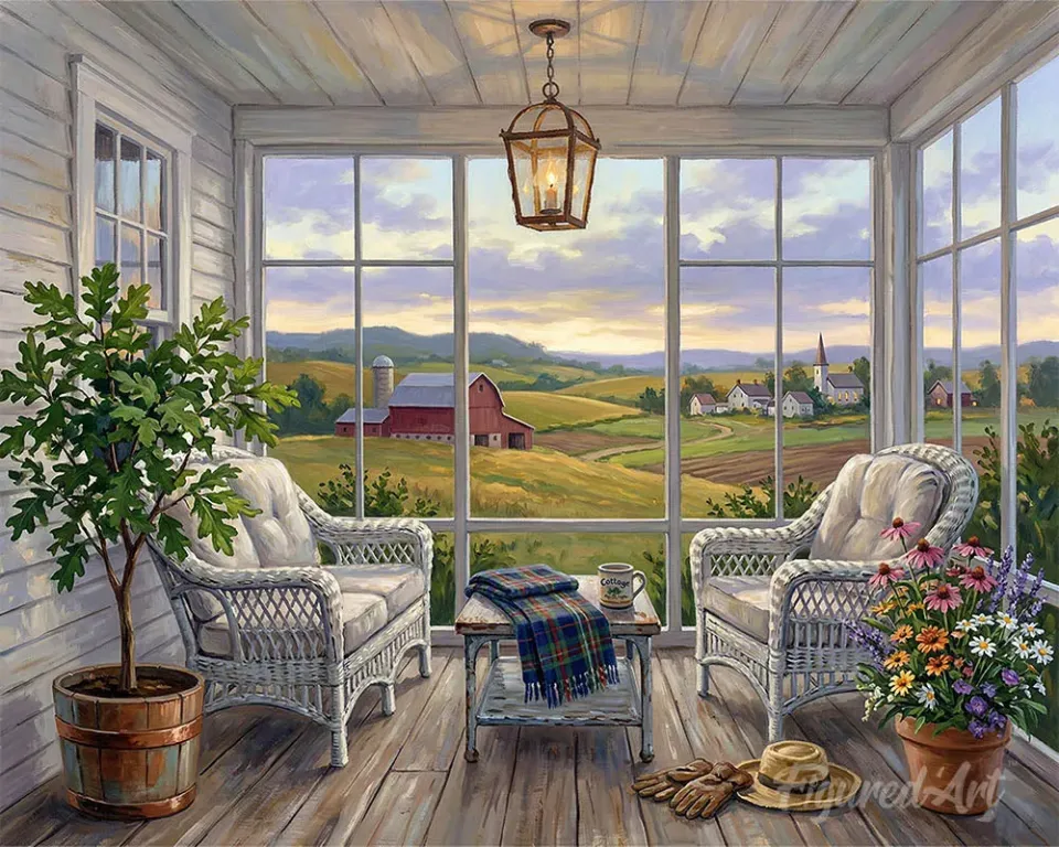 Figured'Art Rustige veranda diamond painting 40x50 cm vierkant