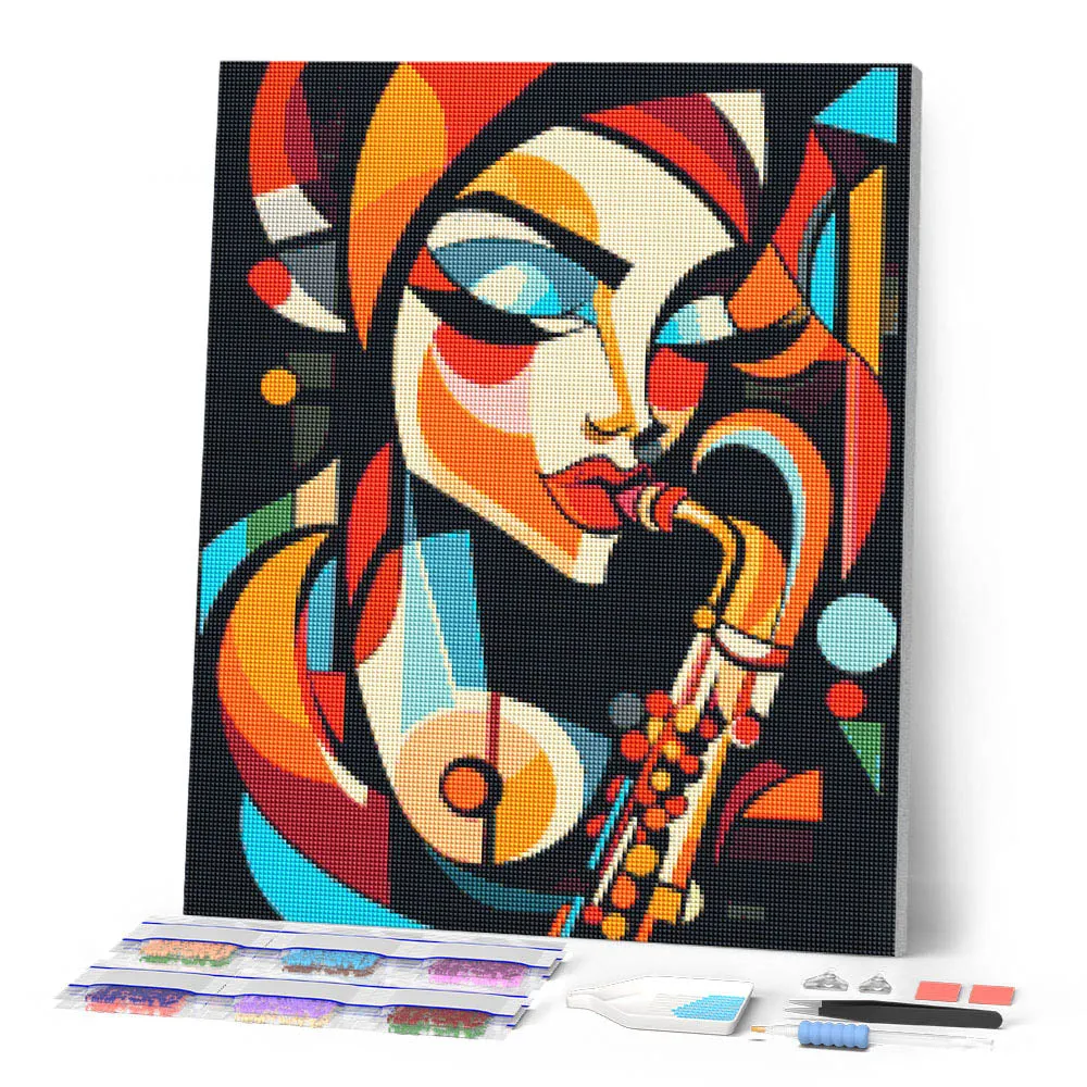 Figured'Art Gedurfd Abstract Sax Dame Diamond Painting Vierkant
