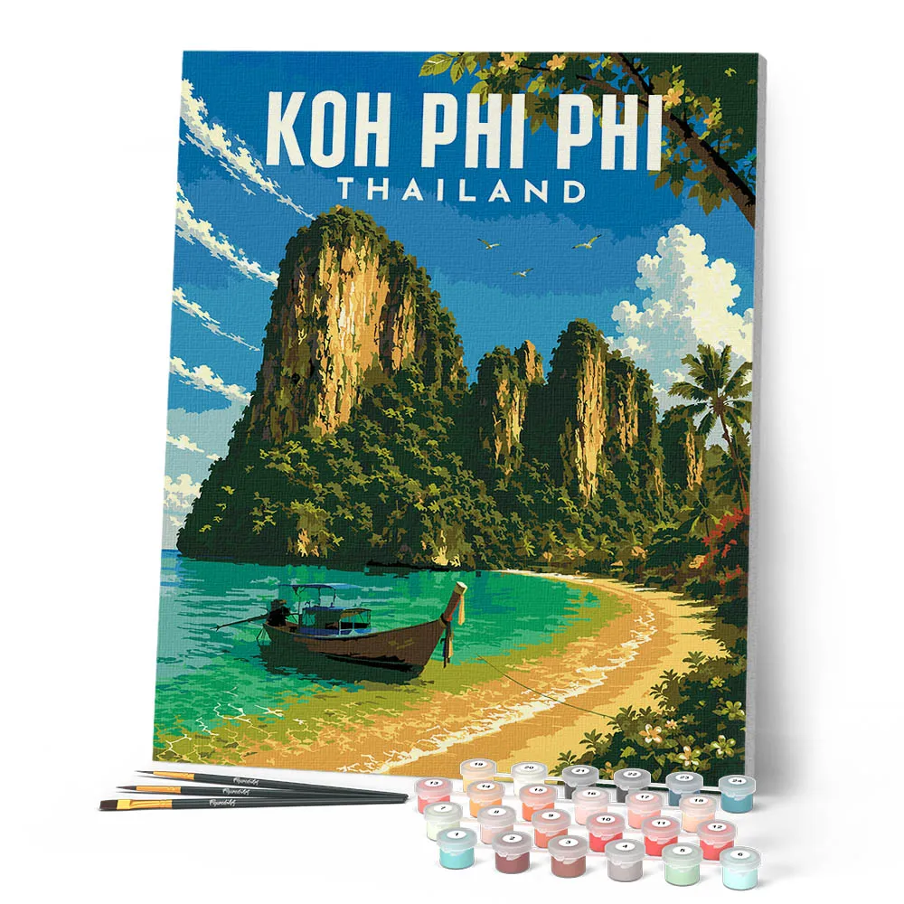 Figured'Art Phi Phi-eilanden schilderen op nummer 40x50 cm zee