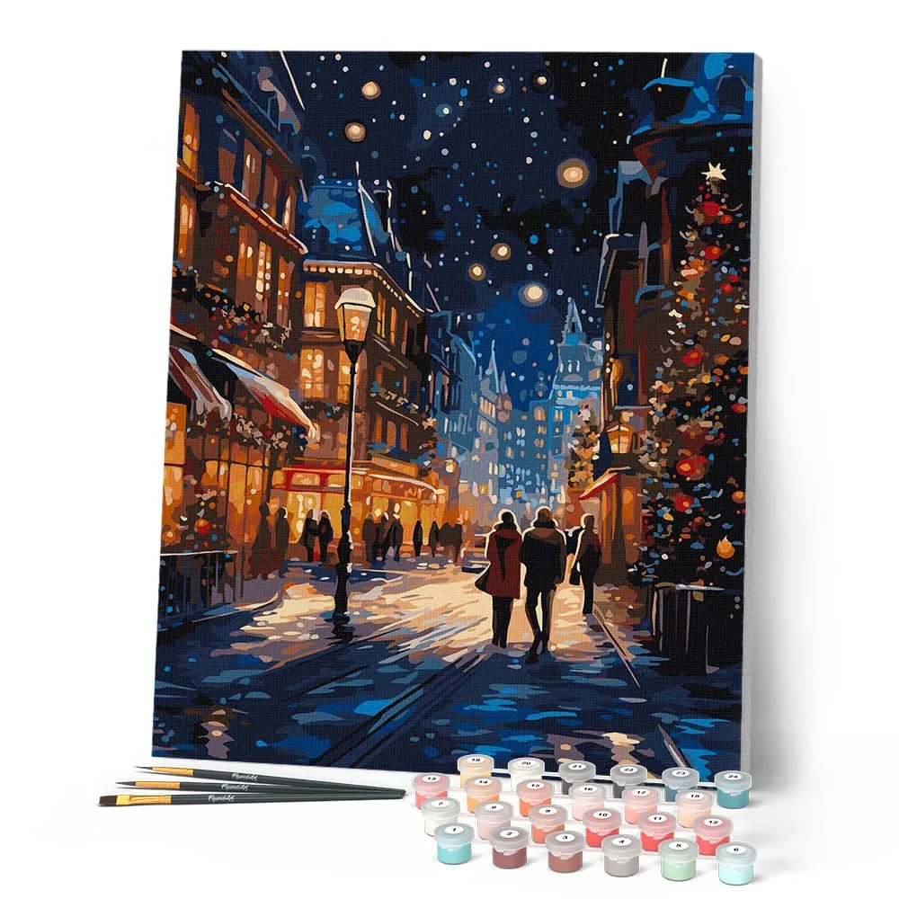 Figured'Art Sterrenrijke Kerstwandeling schilderen op nummer 40x50 cm