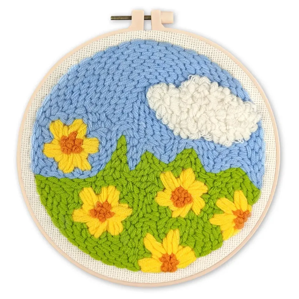 Figured'Art Punch Needle pakket Bloemenveld 20x20 cm wol