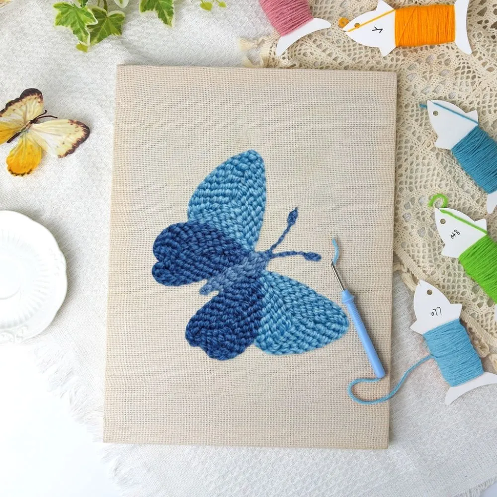 Figured'Art Blauwe Droom Vlinder punch needle 20x30 cm frame