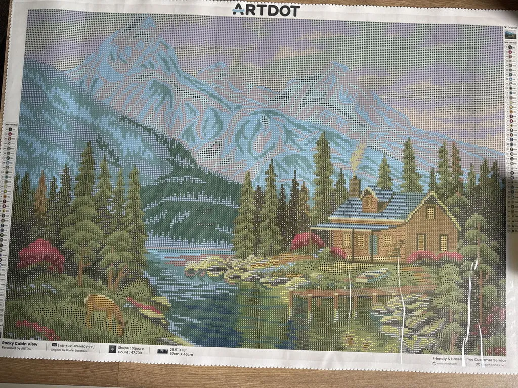 ARTDOT Rocky Cabin View diamond painting huisje 67,3x45,7cm