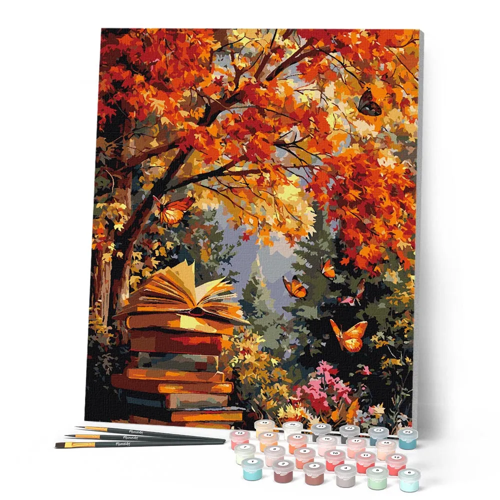 Figured'Art Lezen met vlinders schilderen op nummer 40x50 cm