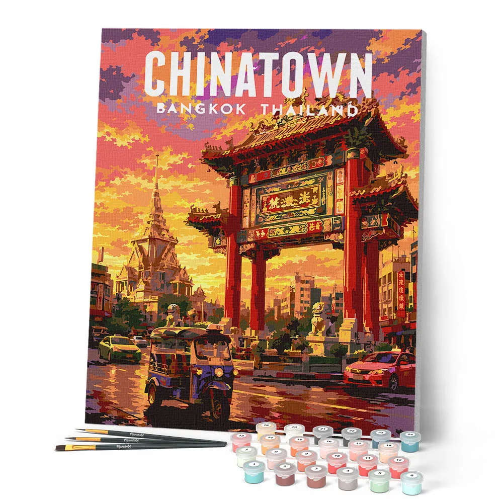 Figured'Art Bangkok Chinatown schilderen op nummer 40x50cm reizen