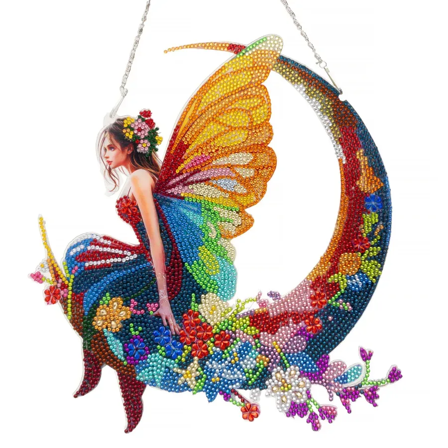 Craft Buddy Crystal Art Moon Flower Fairy Hanger 27,5 cm