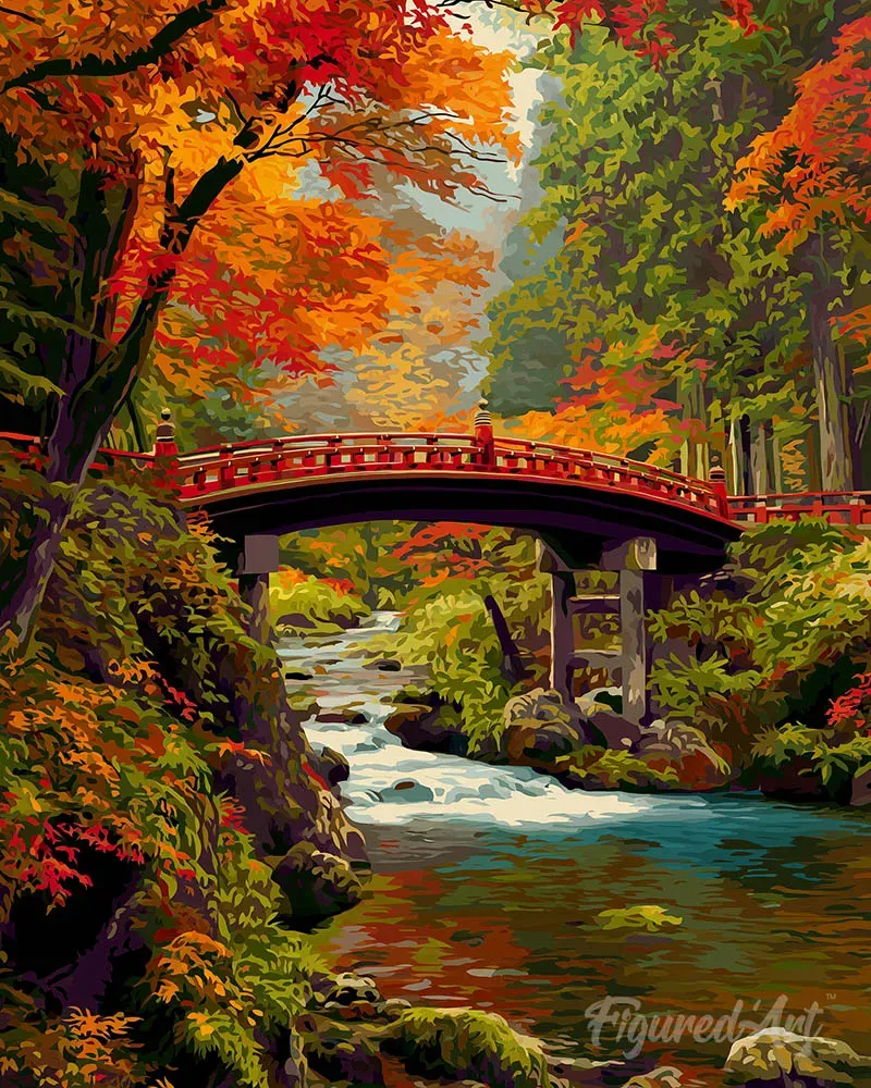 Figured'Art Rode brug Japan diamond painting 40x50