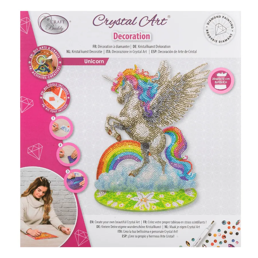 Craft Buddy Crystal Art Unicorn houten decoratie 20x25cm