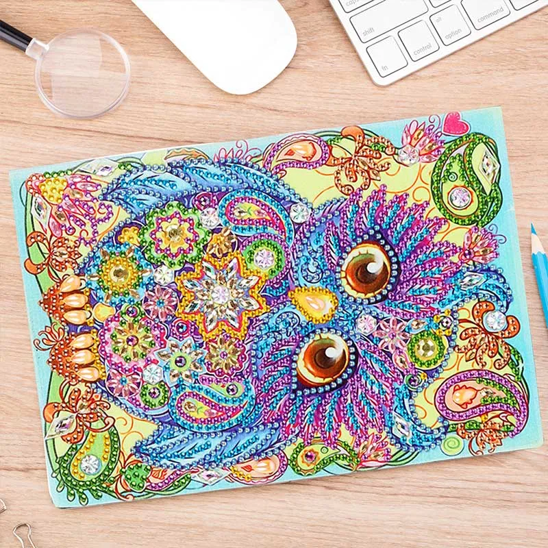 Figured'Art Uil diamond painting notitieboek A5 ronde steentjes