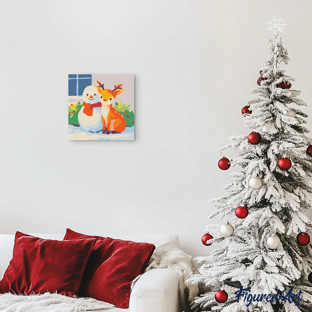 Figured'Art Kerstvrienden schilderen op nummer 20x20 met lijst kerst