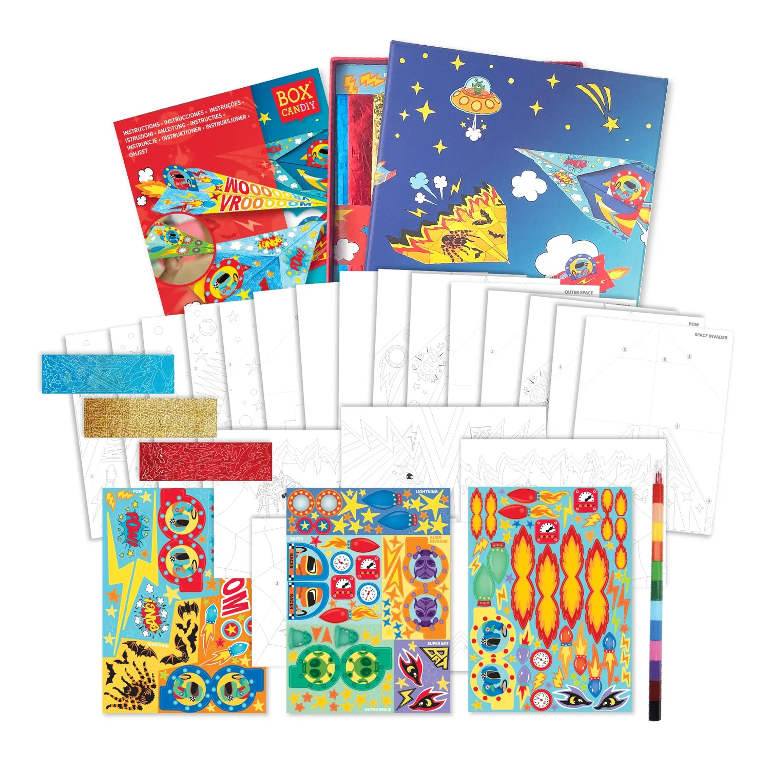 Box Candiy Paper Planes Colour-in vouwset 20 stuks krijt
