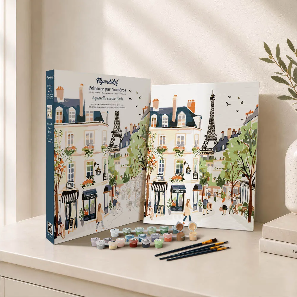 Figured'Art Waterverf Parijse Straat cadeauset paneel