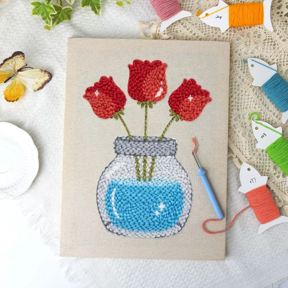 Figured'Art Pot met Tulpen punch needle pakket 20x30cm met frame